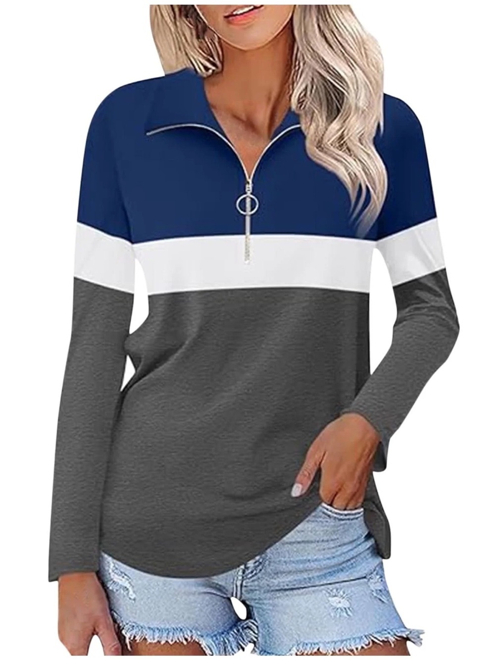Orandesigne Coloblrblock 1/4 Zipper Long Sleeve Shirt size 2XL